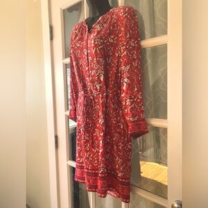 Ann Taylor LOFT size S half button chest tie belt long sleeve dress button cuffs